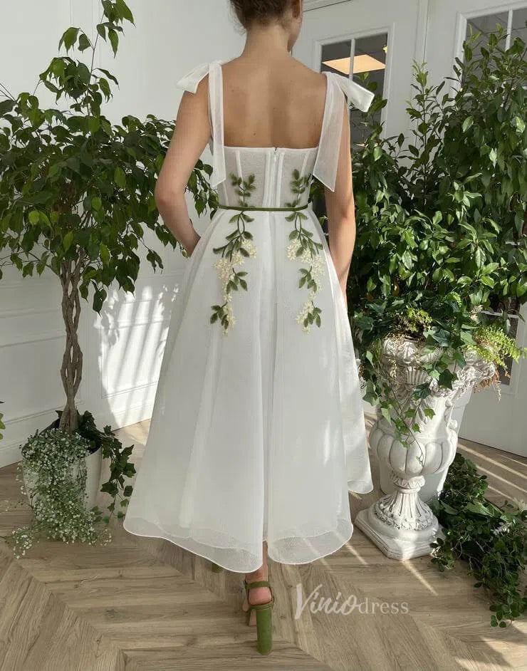 Vintage Green Leaf Lace Appliqued Prom Dress with Pockets VW1139 –  Viniodress