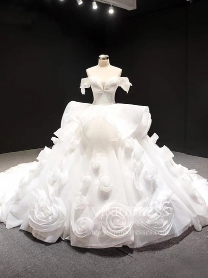 Vintage Haute Couture Ball Gown Wedding Dresses Vintage Rosette Dress 66956-wedding dresses 2025 -Viniodress-Ivory-Custom Size-