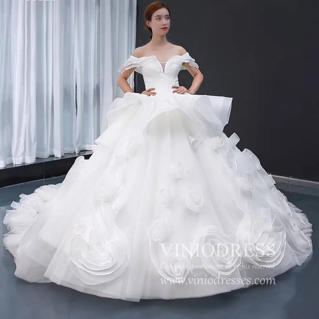 Vintage Haute Couture Ball Gown Wedding Dresses Vintage Rosette Dress 66956-wedding dresses 2025 -Viniodress-Lavender-Custom Size-