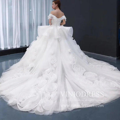 Vintage Haute Couture Ball Gown Wedding Dresses Vintage Rosette Dress 66956-wedding dresses 2025 -Viniodress-Lavender-Custom Size-