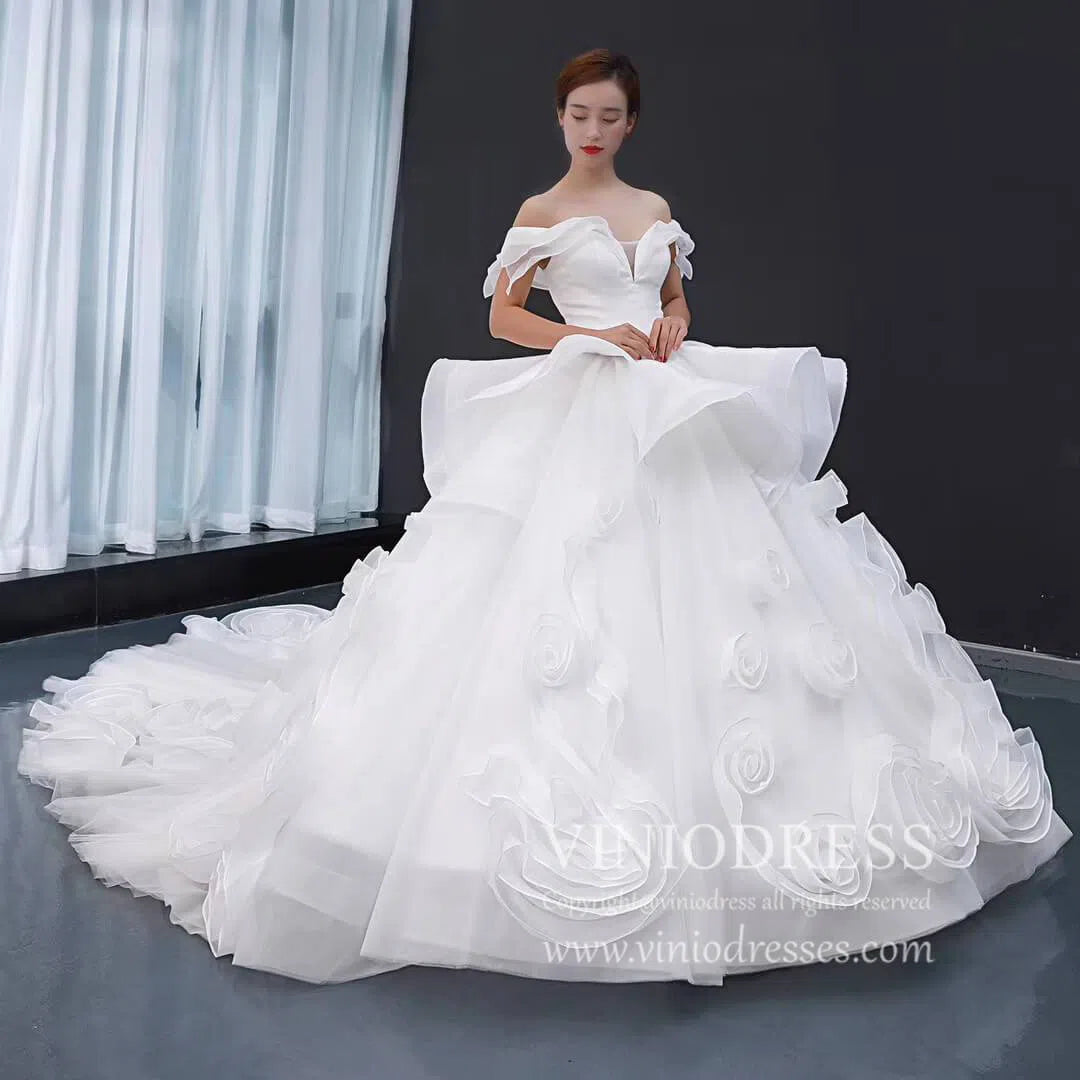 Vintage Haute Couture Ball Gown Wedding Dresses Vintage Rosette Dress 66956-wedding dresses 2025 -Viniodress-Lavender-Custom Size-