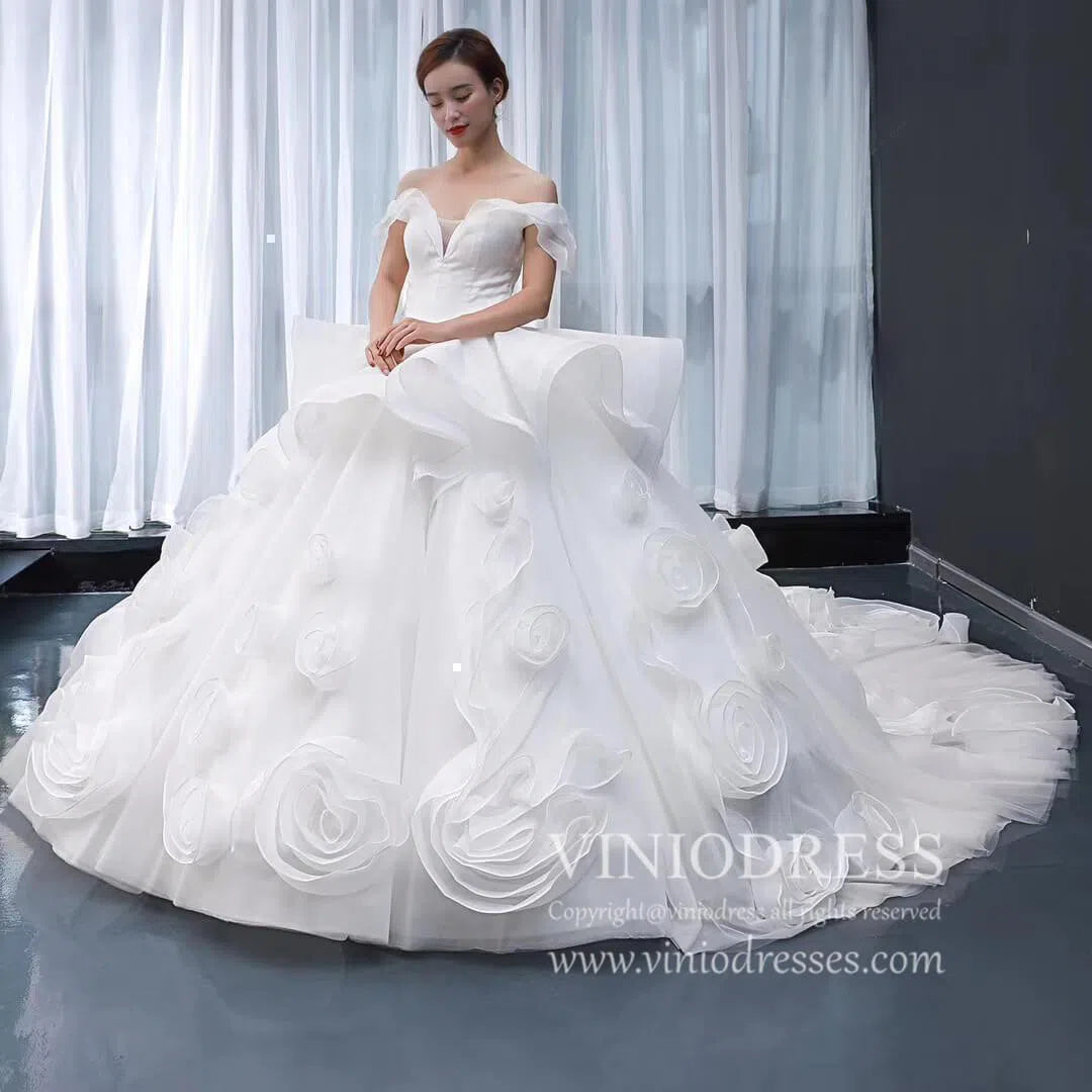 Vintage Haute Couture Ball Gown Wedding Dresses Vintage Rosette Dress 66956-wedding dresses 2025 -Viniodress-Lavender-Custom Size-