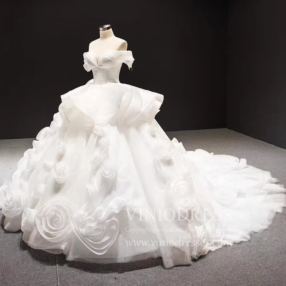 Vintage Haute Couture Ball Gown Wedding Dresses Vintage Rosette Dress 66956-wedding dresses 2025 -Viniodress-Lavender-Custom Size-