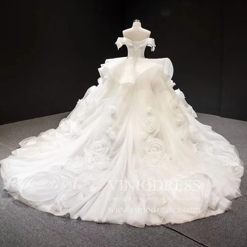 Vintage Haute Couture Ball Gown Wedding Dresses Vintage Rosette Dress 66956-wedding dresses 2025 -Viniodress-Lavender-Custom Size-