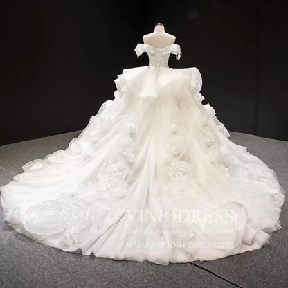 Vintage Haute Couture Ball Gown Wedding Dresses Vintage Rosette Dress 66956-wedding dresses 2025 -Viniodress-Lavender-Custom Size-