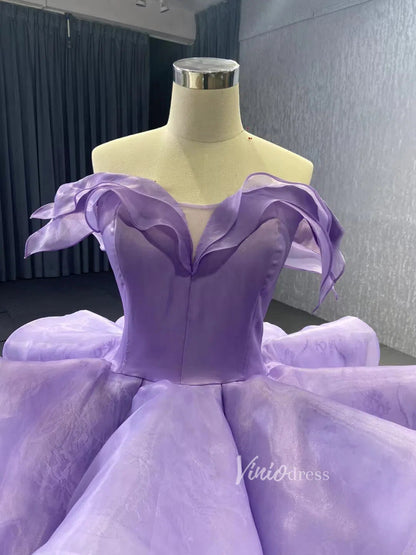 Vintage Haute Couture Ball Gown Wedding Dresses Vintage Rosette Dress 66956-wedding dresses 2025 -Viniodress-Lavender-Custom Size-