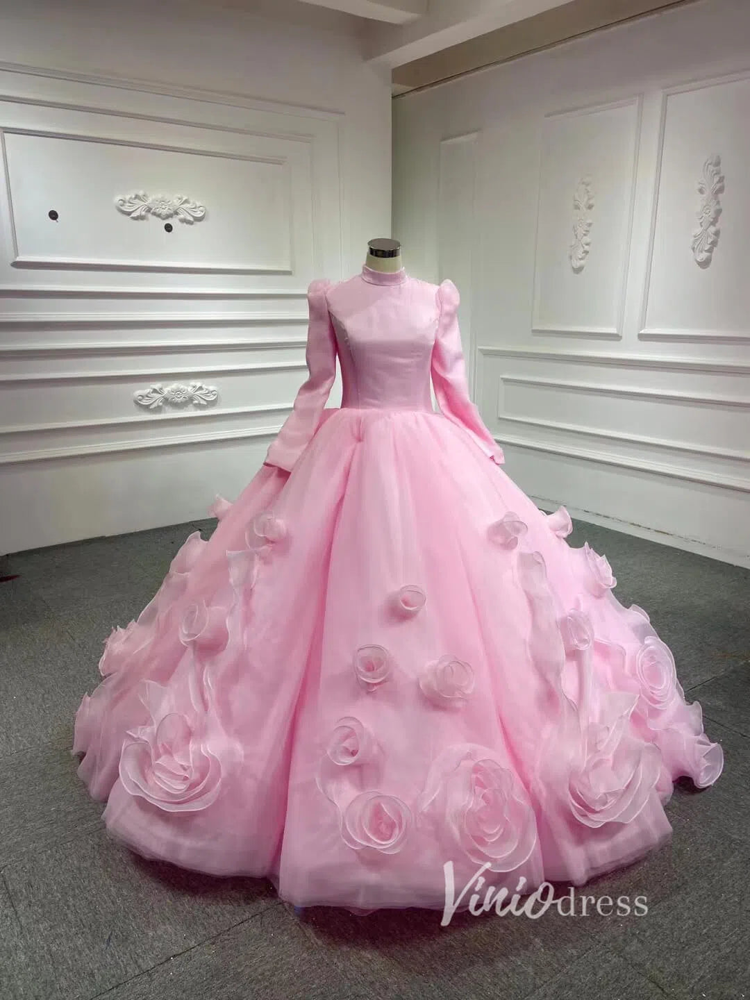 Vintage Haute Couture Ball Gown Wedding Dresses Vintage Rosette Dress 66956-wedding dresses 2025 -Viniodress-Lavender-Custom Size-