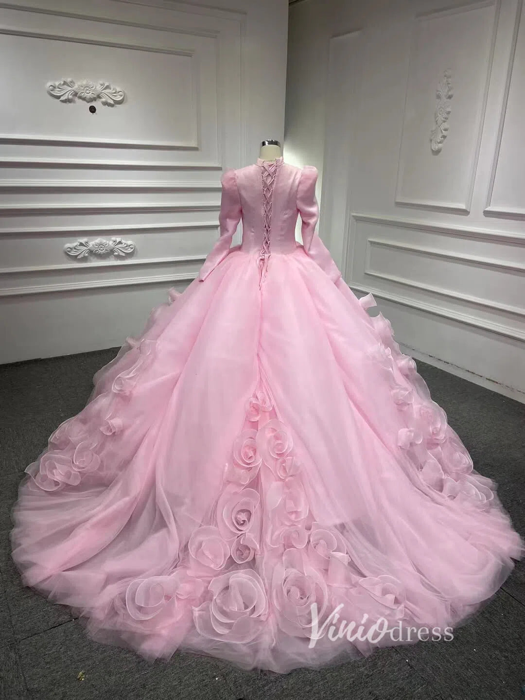 Vintage Haute Couture Ball Gown Wedding Dresses Vintage Rosette Dress 66956-wedding dresses 2025 -Viniodress-Lavender-Custom Size-