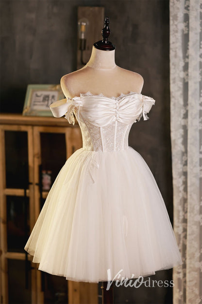 Vintage Homecoming Dresses Off the Shoulder Short Graduation Dress SD1 Viniodress Vintage Homecoming Dresses Off the Shoulder Short Graduation Dress SD1 Viniodress