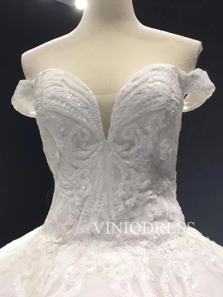 Vintage-inspired Ball Gown Long Lace Wedding Dresses 2019 FD1115 viniodress-prom dresses-Viniodress-Viniodress