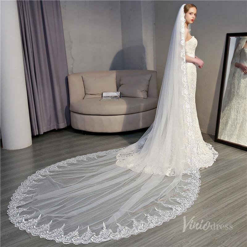 Vintage Ivory Cathedral Mantilla Veil Viniodress TS18005-Bridal Veil 2025 -Viniodress-Ivory-