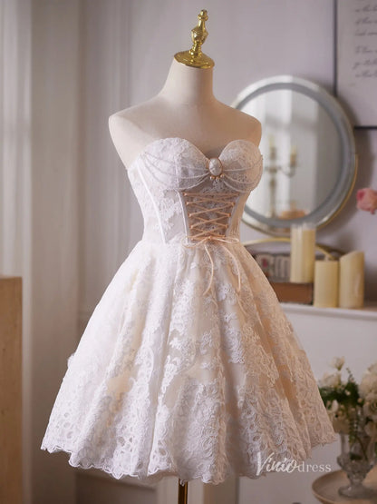 Vintage Ivory Lace Corset Homecoming Dress with Sweetheart Neckline & Cameo Detail – BJ103-prom dresses 2025 -Viniodress-Ivory-Custom Size-