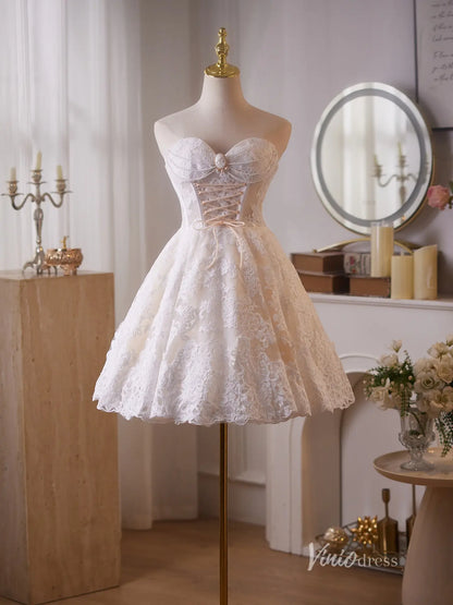 Vintage Ivory Lace Corset Homecoming Dress with Sweetheart Neckline & Cameo Detail – BJ103-prom dresses 2025 -Viniodress-Ivory-Custom Size-