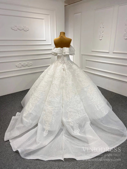 Vintage Lace Wedding Dresses Off the Shoulder Ball Gown 67162B-wedding dresses 2025 -Viniodress-As Picture-Custom Size-