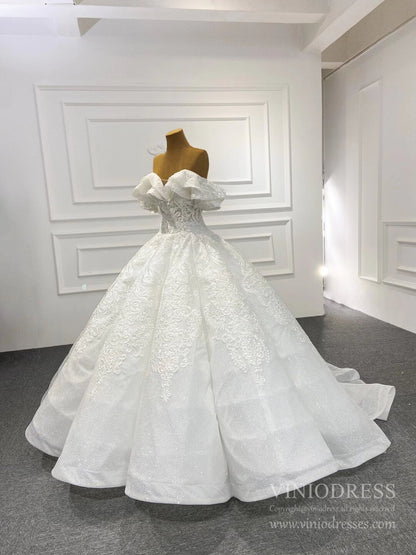 Vintage Lace Wedding Dresses Off the Shoulder Ball Gown 67162B-wedding dresses 2025 -Viniodress-As Picture-Custom Size-
