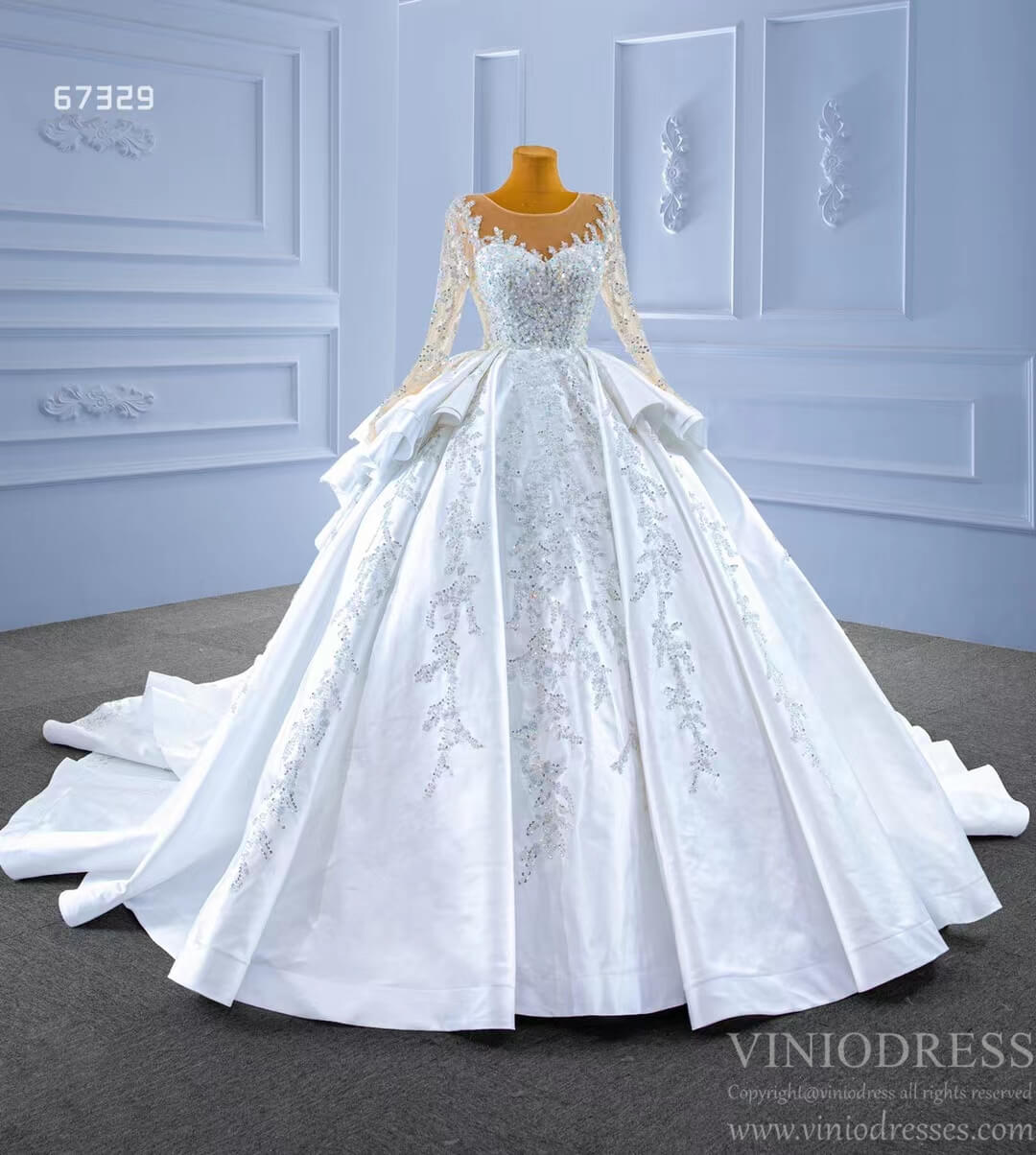 Vintage Layered Royal Wedding Dresses with Sleeves 67329 Viniodress-wedding dresses 2025 -Viniodress-Ivory-Custom Size-