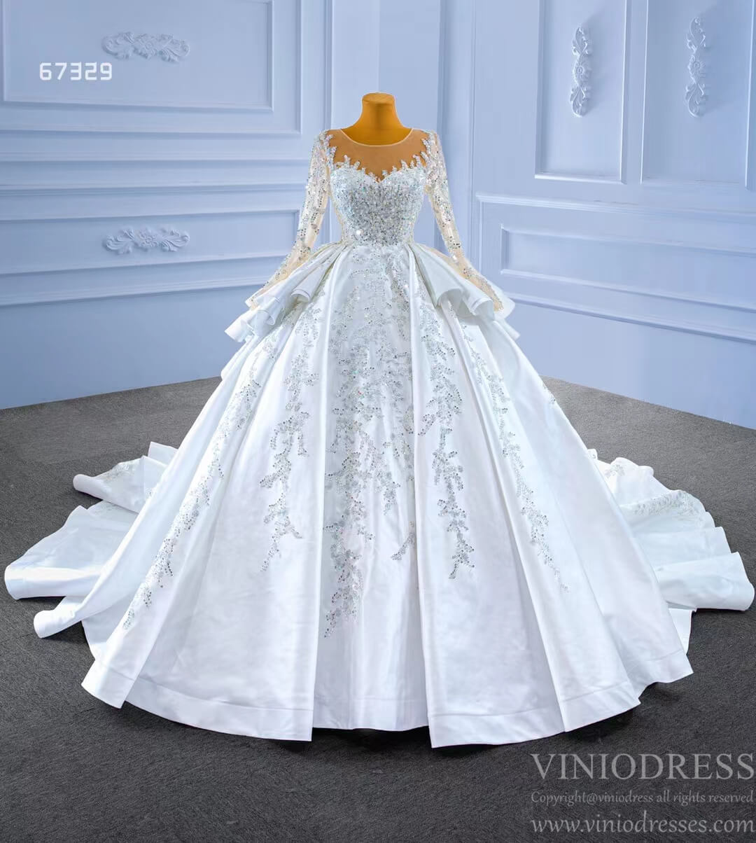 Vintage Layered Royal Wedding Dresses with Sleeves 67329 Viniodress-wedding dresses-Viniodress-Viniodress