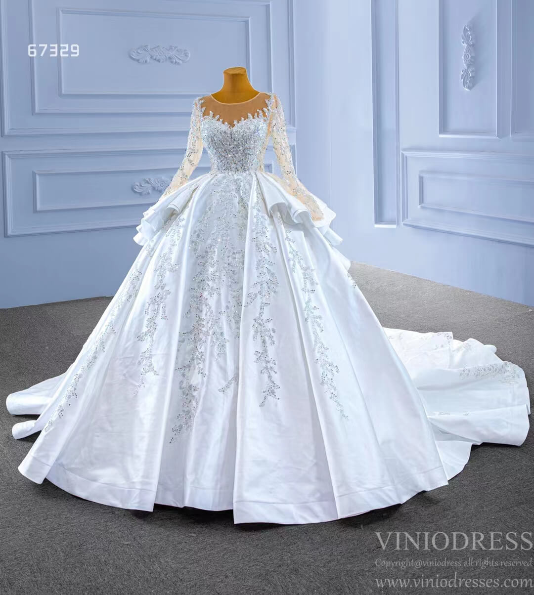 Vintage Layered Royal Wedding Dresses with Sleeves 67329 Viniodress-wedding dresses-Viniodress-Viniodress