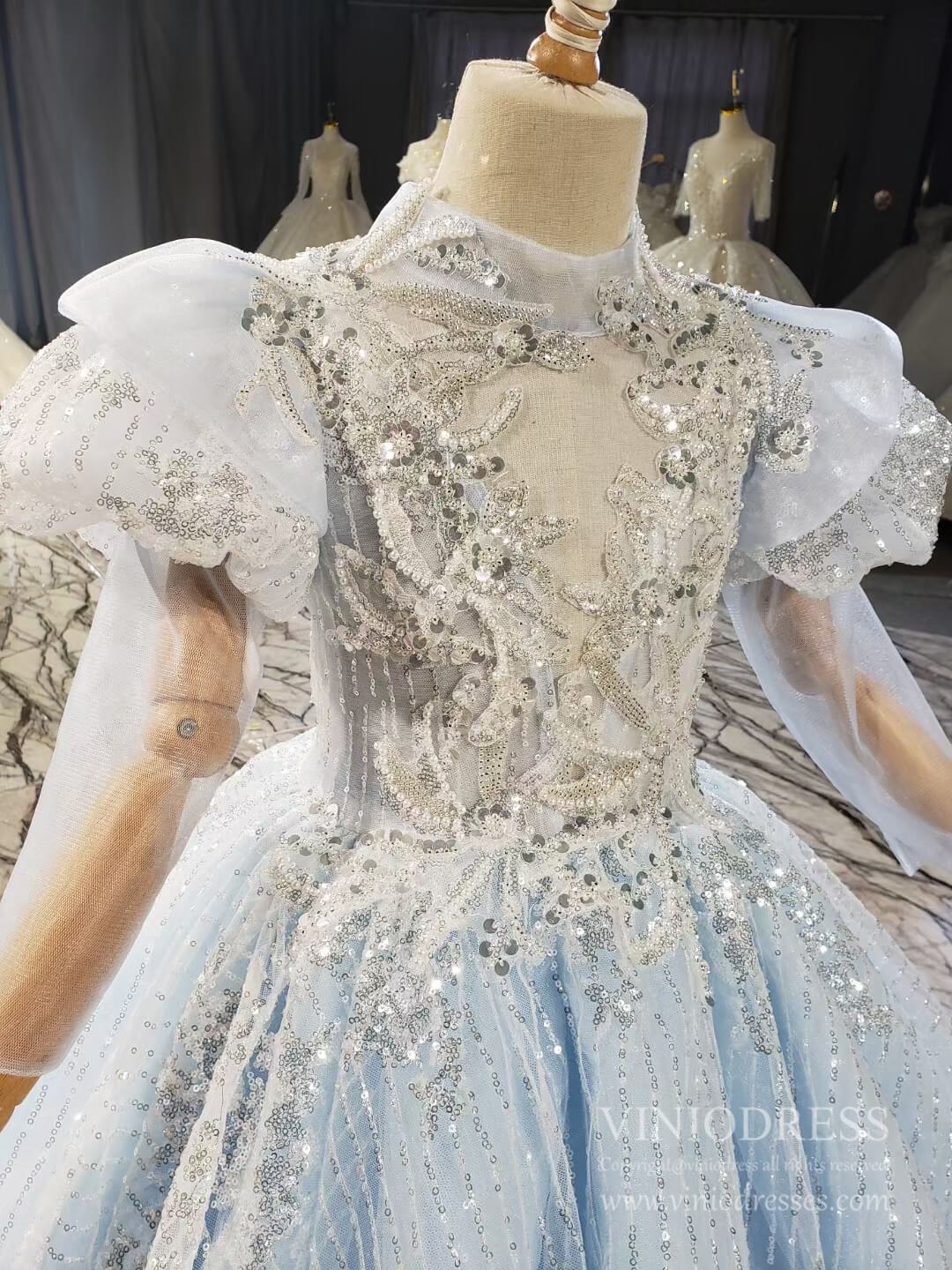 Vintage Light Blue Little Girls Princess Dress Ball Gowns KD1002-Girls Prom Dresses-Viniodress-Viniodress