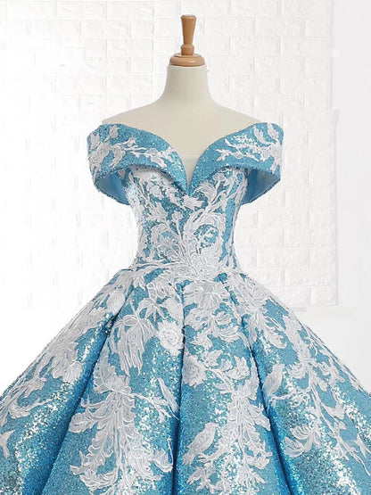 Vintage Light Blue Prom Dresses Off the Shoulder Quinceanera Dress 66667 viniodress-Quinceanera Dresses 2025 -Viniodress-Light Blue-US 2-Off the shoulder