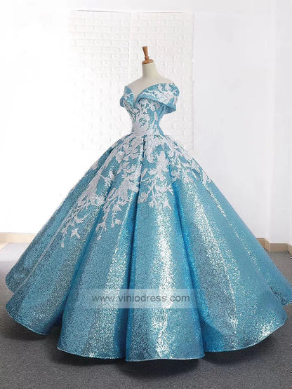 Vintage Light Blue Prom Dresses Off the Shoulder Quinceanera Dress 66667 viniodress-Quinceanera Dresses 2025 -Viniodress-Light Blue-US 2-Off the shoulder