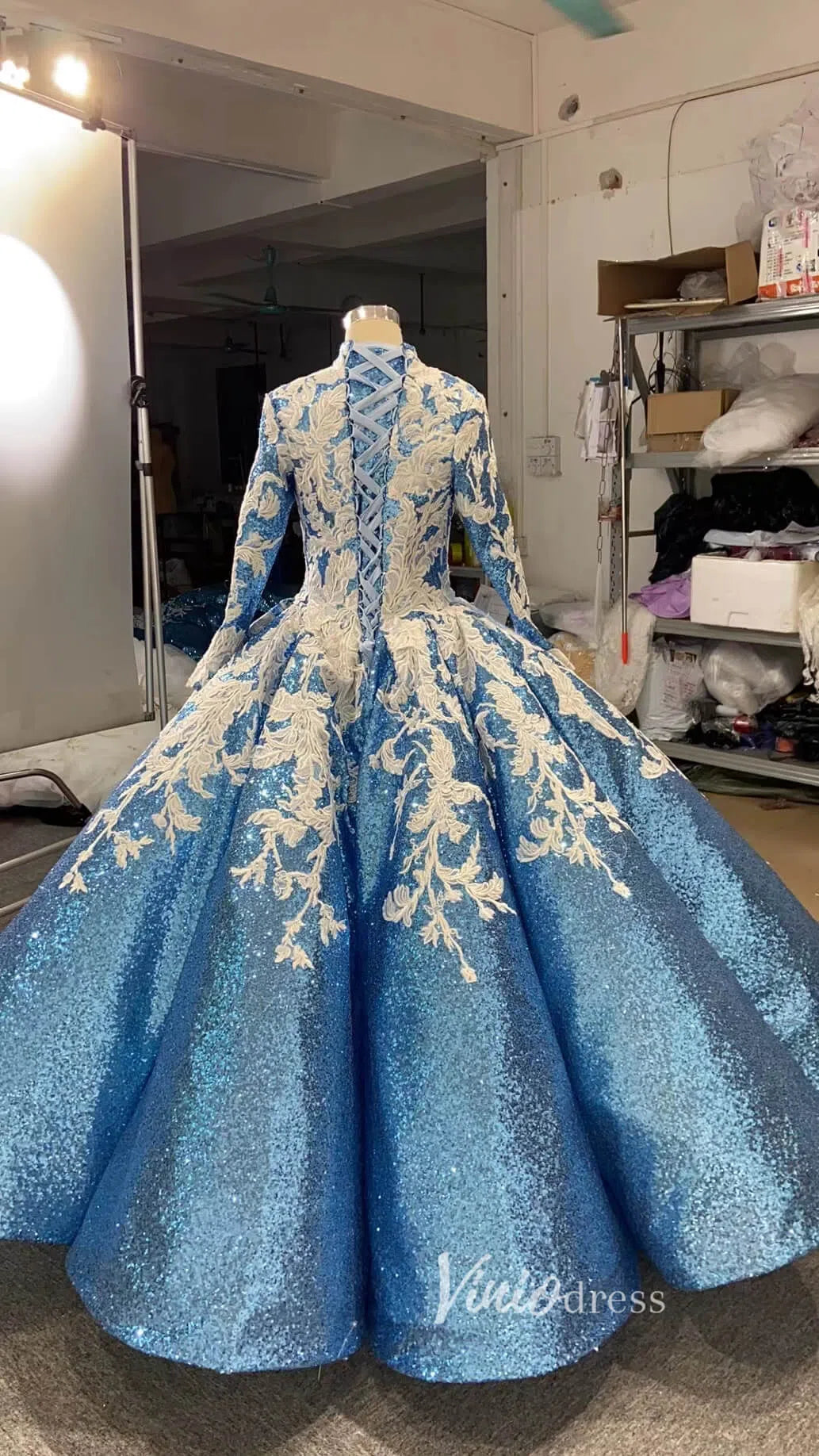 Vintage Light Blue Prom Dresses Off the Shoulder Quinceanera Dress 66667 viniodress-Quinceanera Dresses 2025 -Viniodress-Light Blue-US 2-Off the shoulder