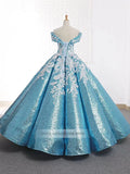 Vintage Light Blue Prom Dresses Off the Shoulder Quinceanera Dress 66667 viniodress-Quinceanera Dresses-Viniodress-Viniodress