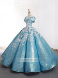 Vintage Light Blue Prom Dresses Off the Shoulder Quinceanera Dress 66667 viniodress-Quinceanera Dresses-Viniodress-Viniodress