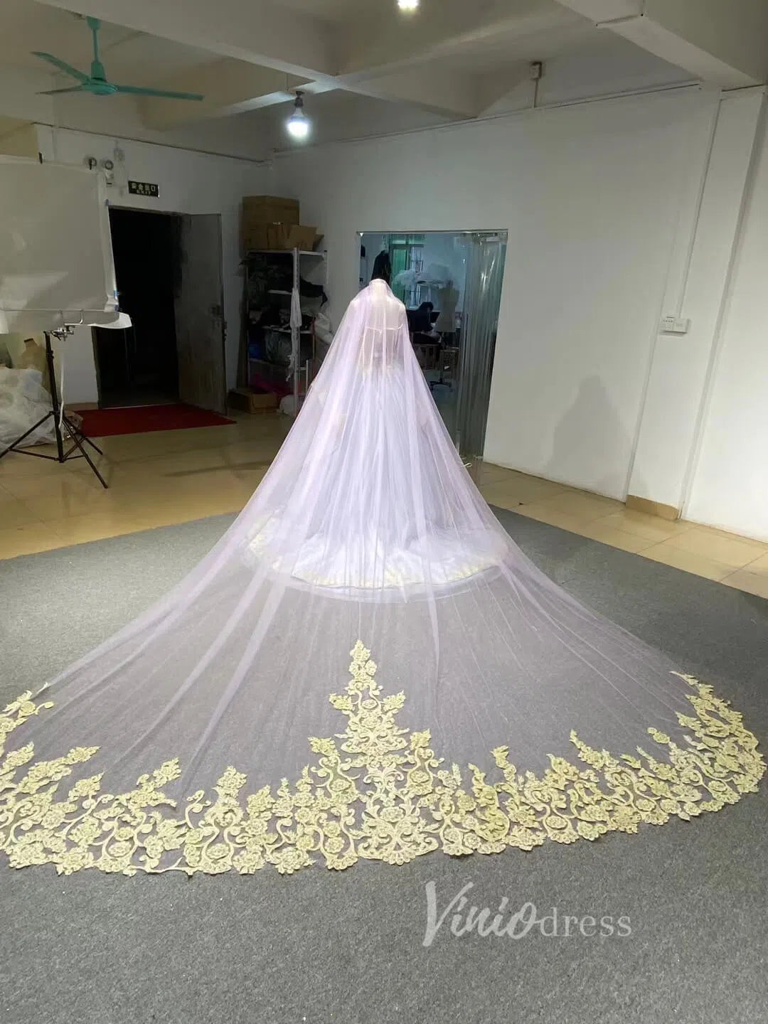 Vintage Lilac Princess Ball Gowns Gold Lace Quinceanera Dresses 66908 viniodress-prom dresses 2025 -Viniodress-Lilac-Custom Size-
