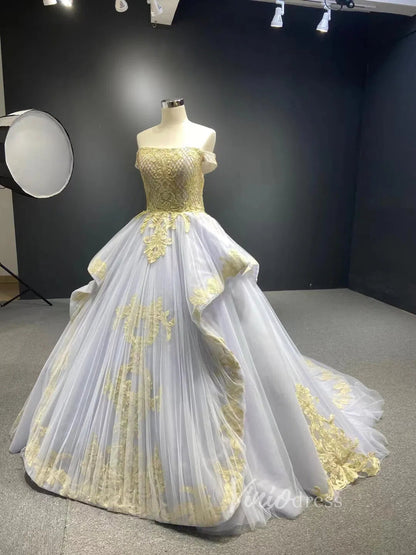 Vintage Lilac Princess Ball Gowns Gold Lace Quinceanera Dresses 66908 viniodress-prom dresses 2025 -Viniodress-Lilac-Custom Size-