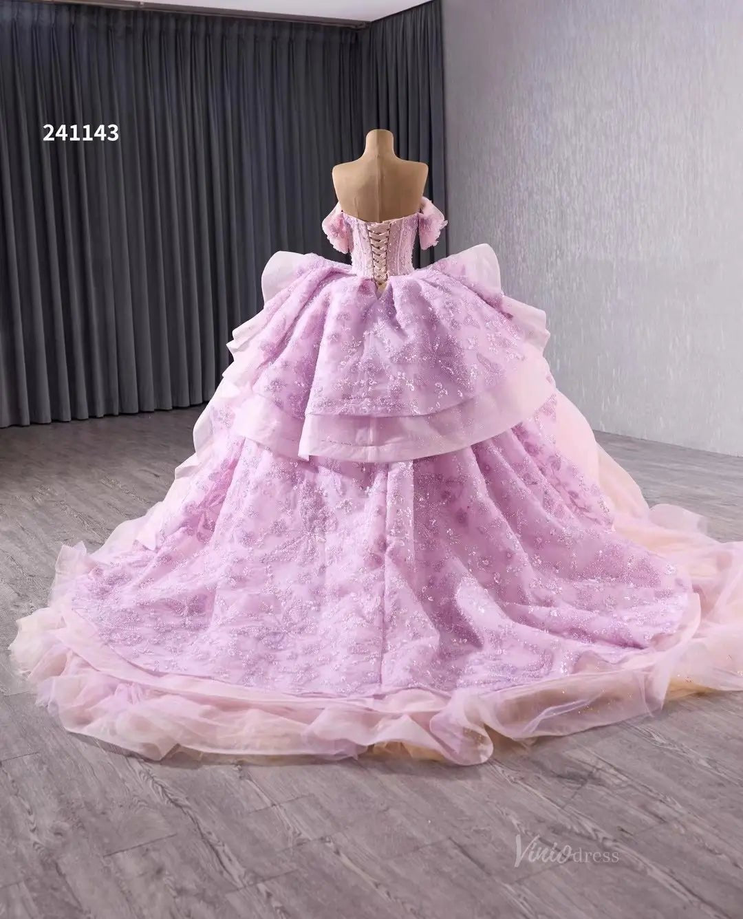 Vintage Lilac Wedding Dresses Detachable Overskirt Princess Quinceanera Dresses 241143-Quinceanera Dresses 2025 -Viniodress-Lilac-Custom Size-