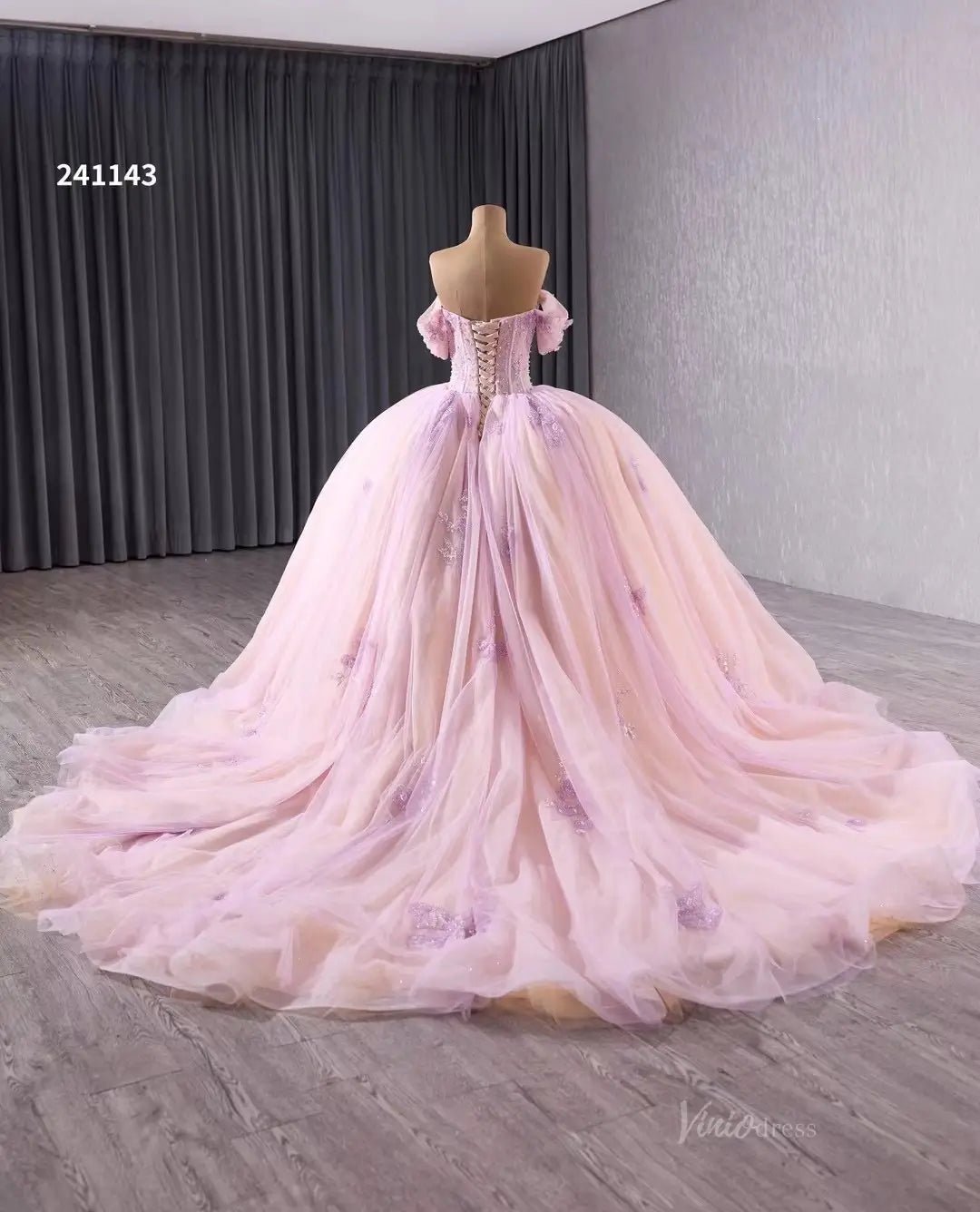 Vintage Lilac Wedding Dresses Detachable Overskirt Princess Quinceanera Dresses 241143-Quinceanera Dresses 2025 -Viniodress-Lilac-Custom Size-