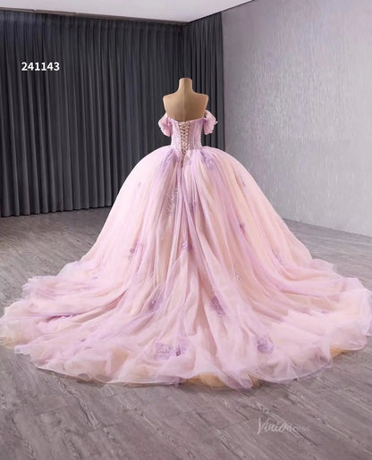 Vintage Lilac Wedding Dresses Detachable Overskirt Princess Quinceanera Dresses 241143-Quinceanera Dresses 2025 -Viniodress-Lilac-Custom Size-