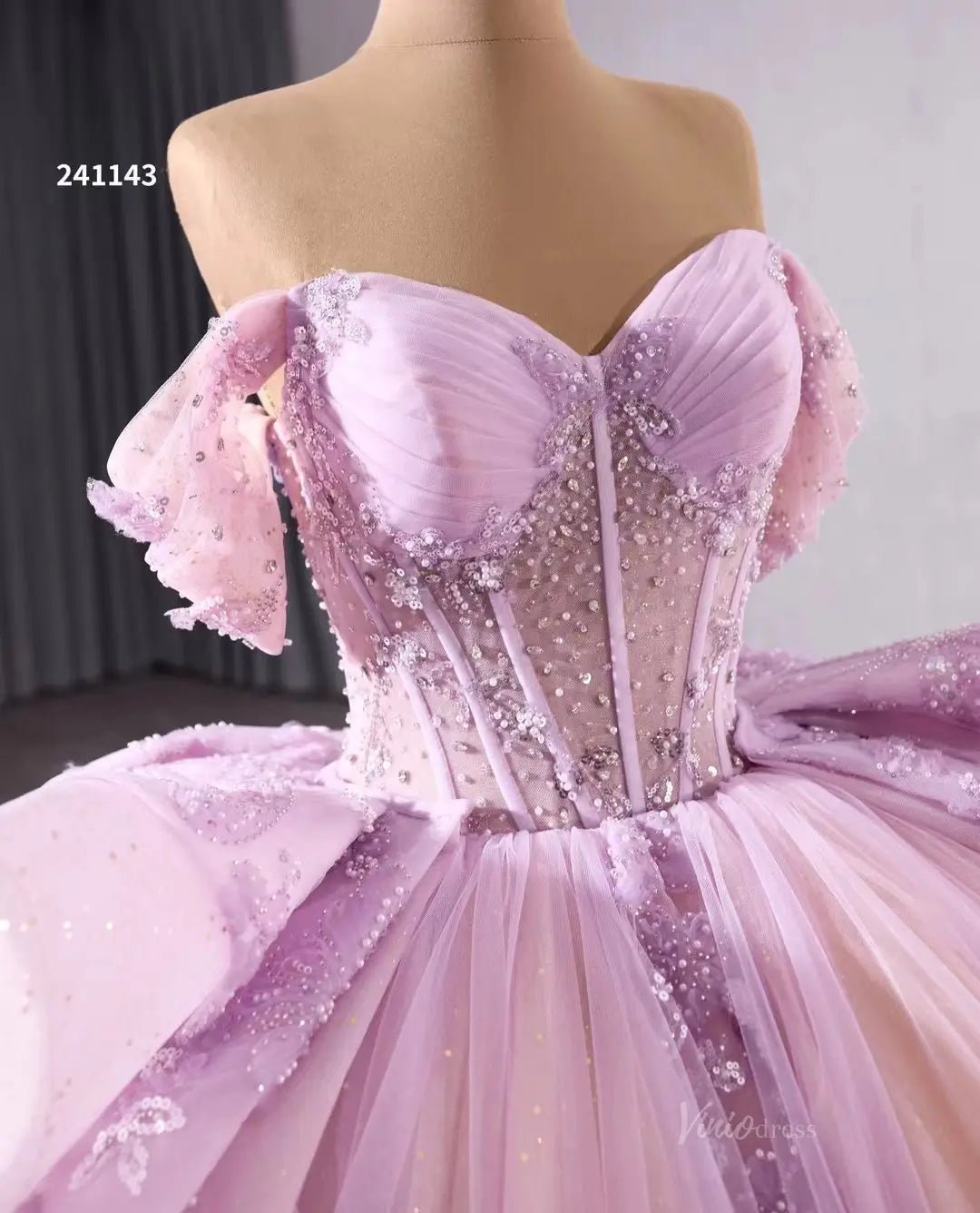 Vintage Lilac Wedding Dresses Detachable Overskirt Princess Quinceanera Dresses 241143-Quinceanera Dresses 2025 -Viniodress-Lilac-Custom Size-