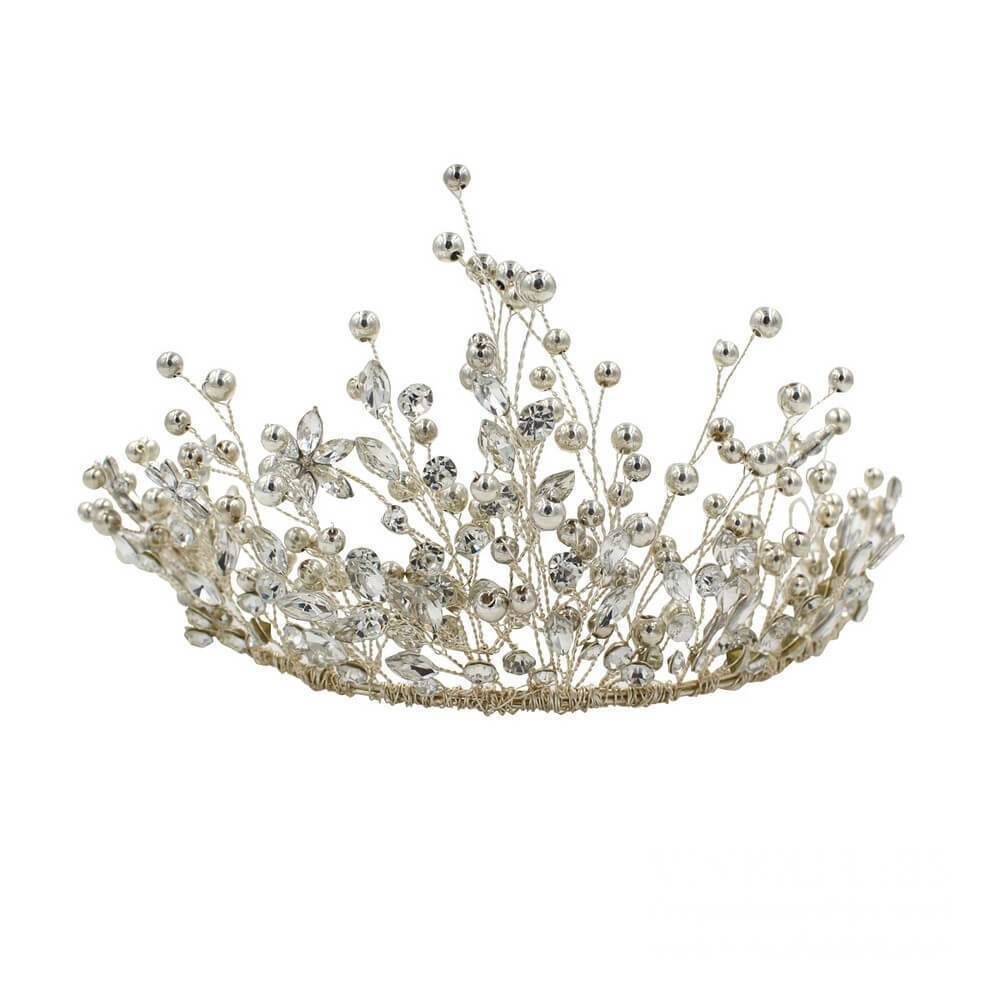 Vintage Luxury Silver Bridal Tiara Quinceanera Crown AC1231-Headpieces-Viniodress-Silver-Viniodress