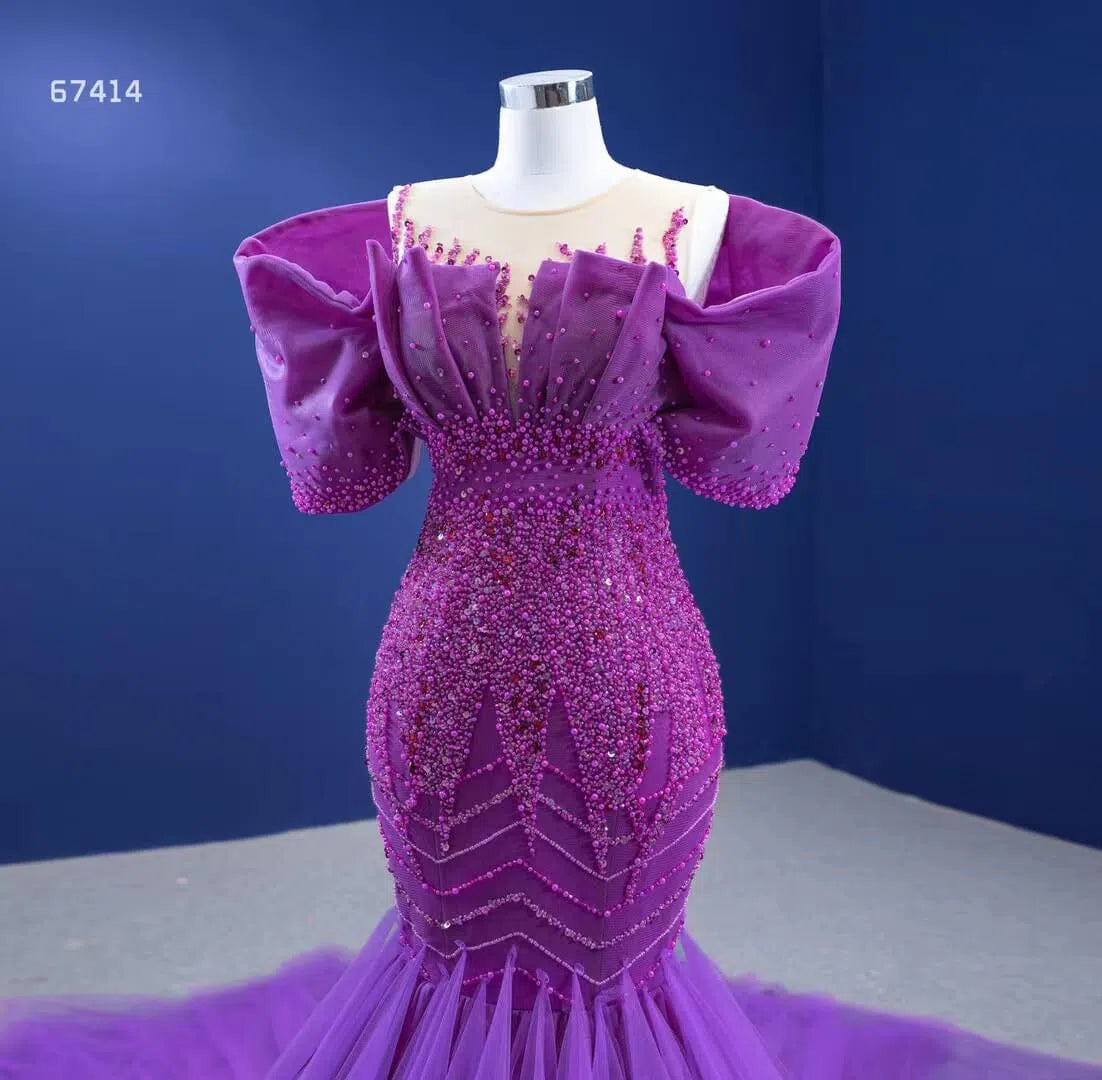 Vintage Magenta Mermaid Formal Dresses Purple Pageant Dress 67414-wedding dresses 2025 -Viniodress-Purple-Custom Size-