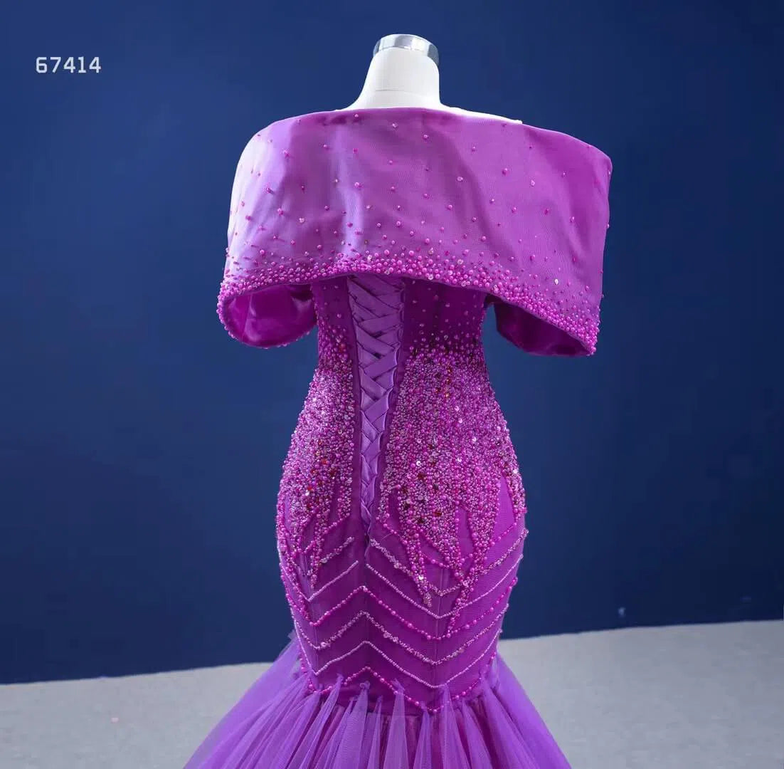 Vintage Magenta Mermaid Formal Dresses Purple Pageant Dress 67414-wedding dresses 2025 -Viniodress-Purple-Custom Size-