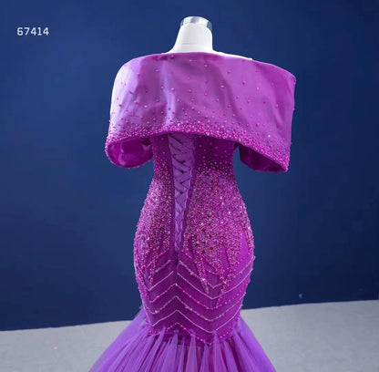 Vintage Magenta Mermaid Formal Dresses Purple Pageant Dress 67414-wedding dresses 2025 -Viniodress-Purple-Custom Size-