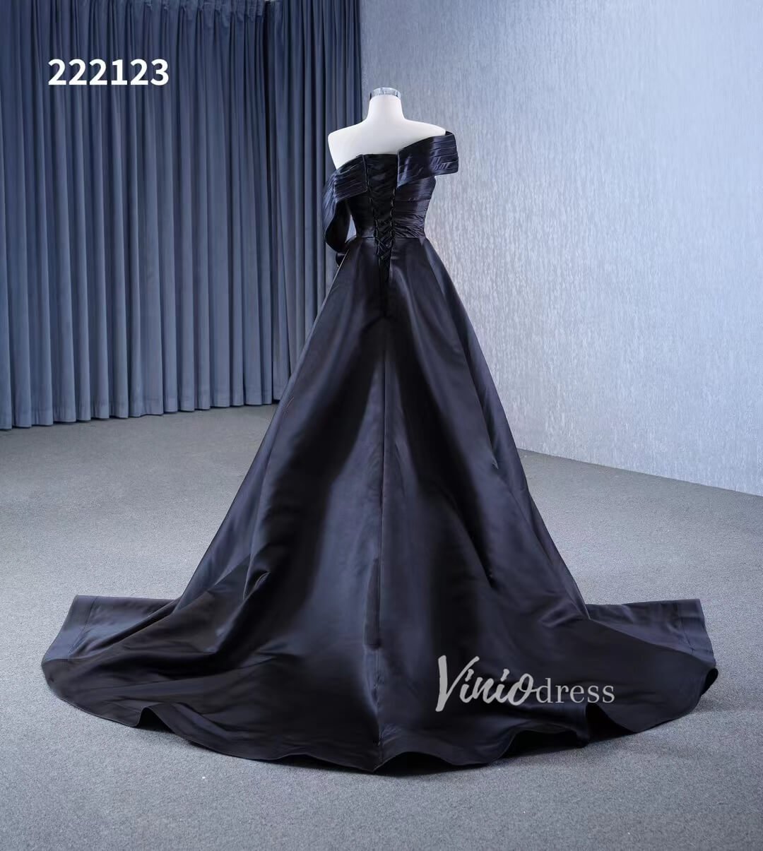 Vintage Mermaid Pageant Dress Ruffled Formal Dresses with Overskirt 222123-prom dresses 2025 -Viniodress-Black-Custom Size-