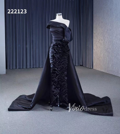 Vintage Mermaid Pageant Dress Ruffled Formal Dresses with Overskirt 222123-prom dresses 2025 -Viniodress-Black-Custom Size-