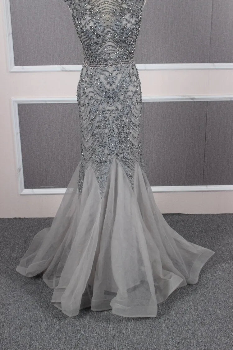 Vintage Mermaid Prom Dresses Beaded Formal Evening Dress FD2468-Evening Dresses 2025 -Viniodress-Dark Red-US 2-