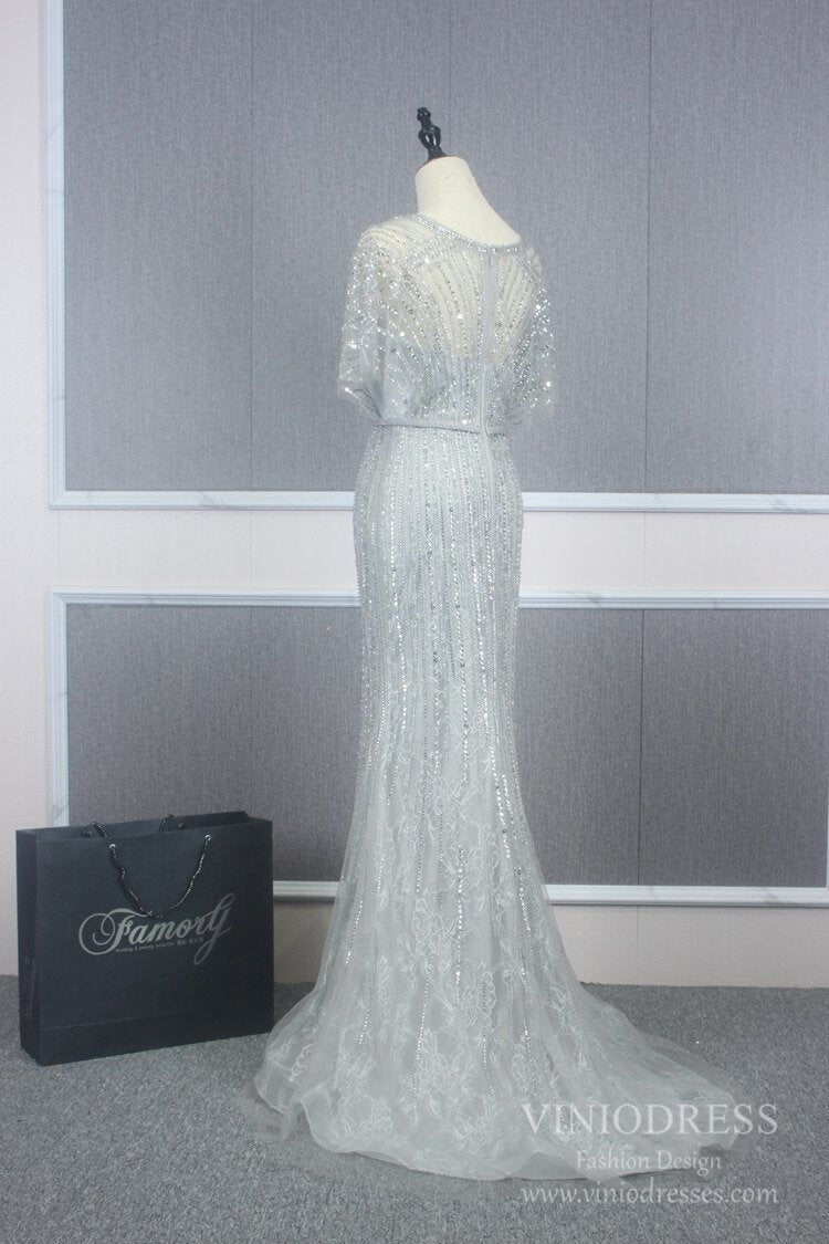 Vintage Mermaid Prom Dresses Beaded Long 20s Party Dress FD2470-Evening Dresses 2025 -Viniodress-Champagne-US 2-