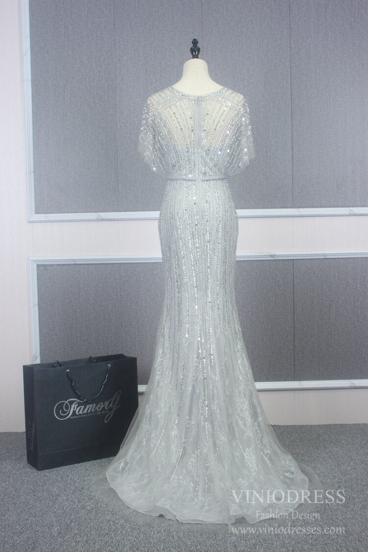 Vintage Mermaid Prom Dresses Beaded Long 20s Party Dress FD2470-Evening Dresses 2025 -Viniodress-Champagne-US 2-