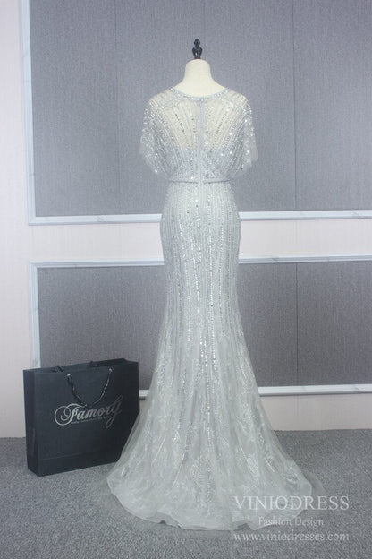 Vintage Mermaid Prom Dresses Beaded Long 20s Party Dress FD2470-Evening Dresses 2025 -Viniodress-Champagne-US 2-