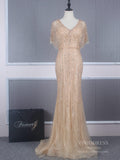 Vintage Mermaid Prom Dresses Beaded Long 20s Party Dress FD2470