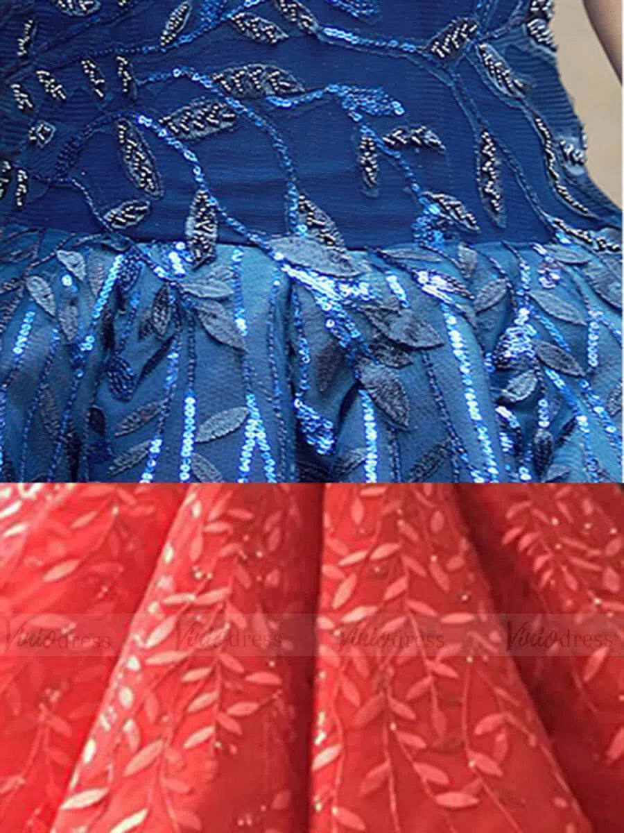 Vintage Navy Blue Quinceañera Dress Sparkling Lace Ball Gowns 66557 viniodress-prom dresses 2025 -Viniodress-Red-Custom Size-