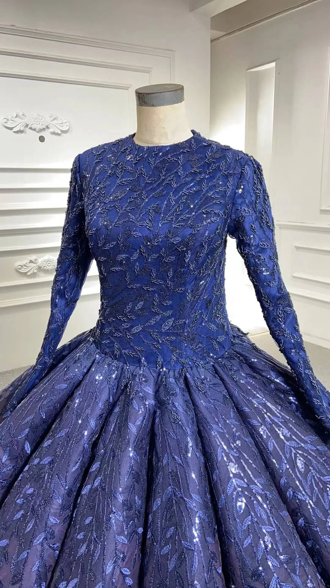 Vintage Navy Blue Quinceañera Dress Sparkling Lace Ball Gowns 66557 viniodress-prom dresses-Viniodress-Viniodress