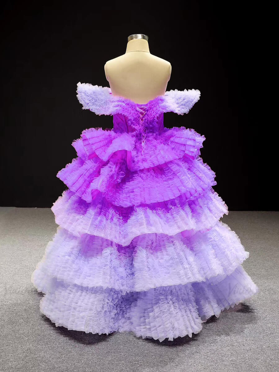 Vintage Ombre Princess Ball Gowns for Kids FD1600C viniodress-Pageant Dresses for Kids 2025 -Viniodress-Purple-Custom Size-