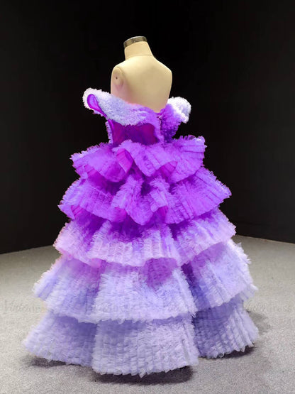 Vintage Ombre Princess Ball Gowns for Kids FD1600C viniodress-Pageant Dresses for Kids 2025 -Viniodress-Purple-Custom Size-