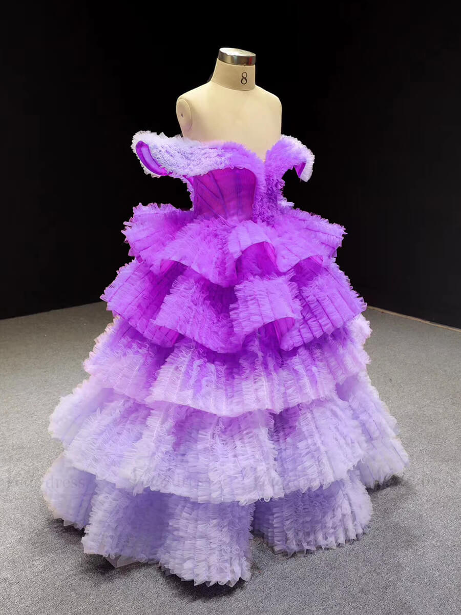 Vintage Ombre Princess Ball Gowns for Kids FD1600C viniodress-Pageant Dresses for Kids 2025 -Viniodress-Purple-Custom Size-